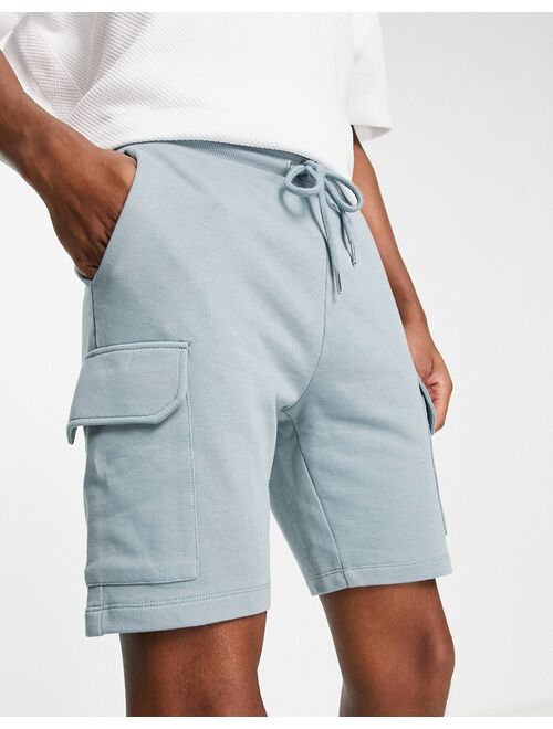 ASOS DESIGN jersey shorts with cargo pockets in gray