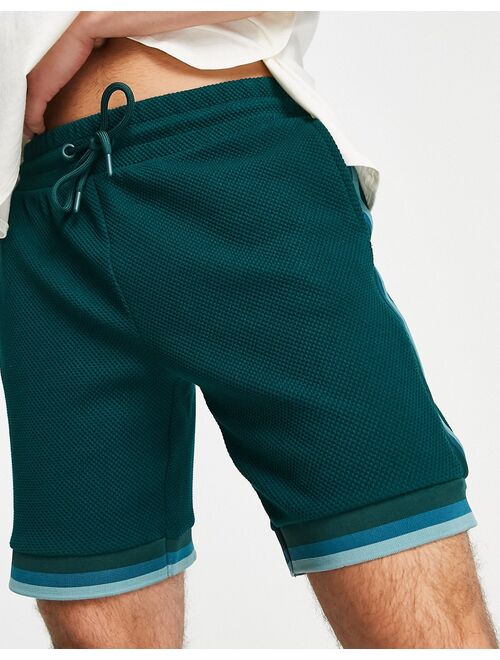 River Island textured taped shorts in green