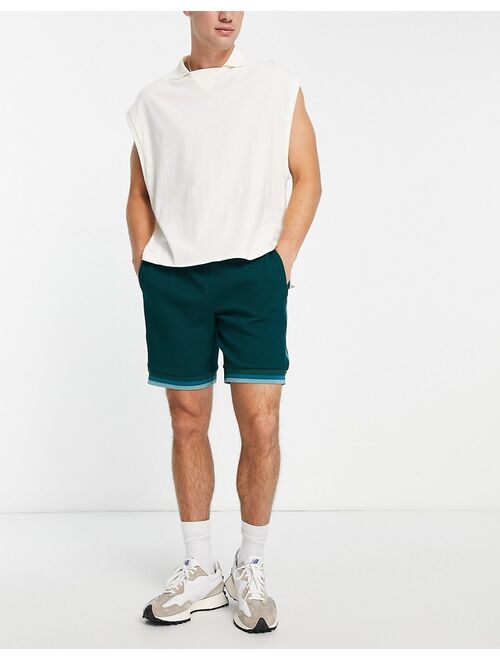 River Island textured taped shorts in green