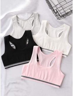 Girls 4pcs Striped Trim Bralette