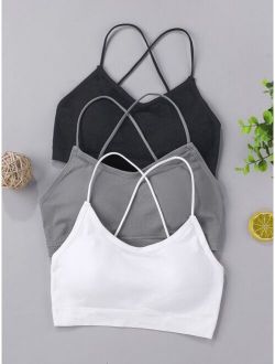 Girls 3pcs Crisscross Back Bralette