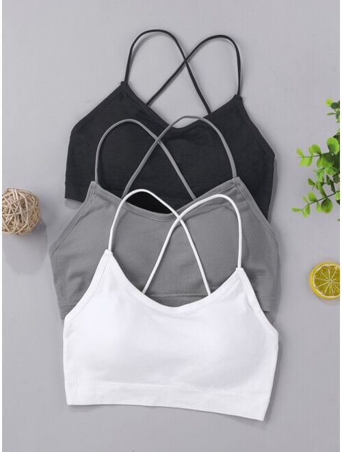 Shein Girls 3pcs Crisscross Back Bralette