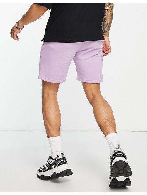 Bershka jersey cargo shorts in gray