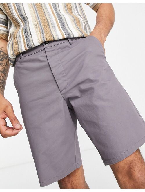 ASOS DESIGN relaxed skater chino shorts in charcoal