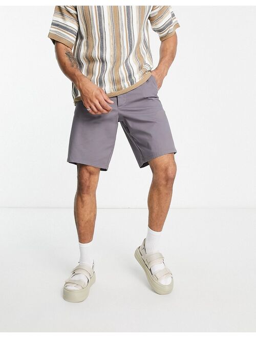 ASOS DESIGN relaxed skater chino shorts in charcoal