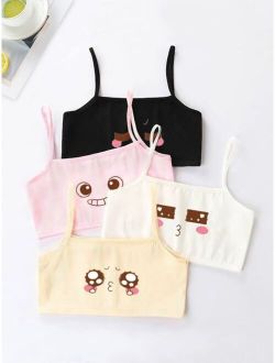 Girls 4pcs Cartoon Graphic Bralette