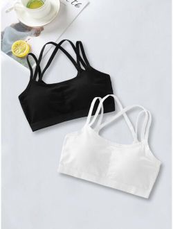 Girls 2pcs Criss Cross Back Bra