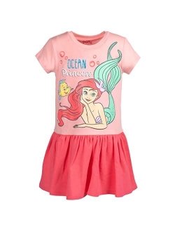 Princess Belle Cinderella Rapunzel Girls French Terry Short Sleeve Dress Toddler to Big Kid