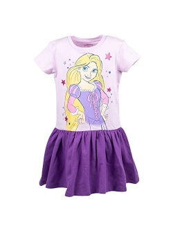 Princess Belle Cinderella Rapunzel Girls French Terry Short Sleeve Dress Toddler to Big Kid