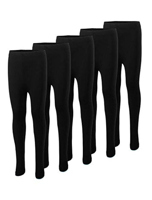 MISS POPULAR 5-Pack Girls Leggings Sizes 4-16 Soft Comfortable Cotton Spandex with Elastic Waistband Many Colors