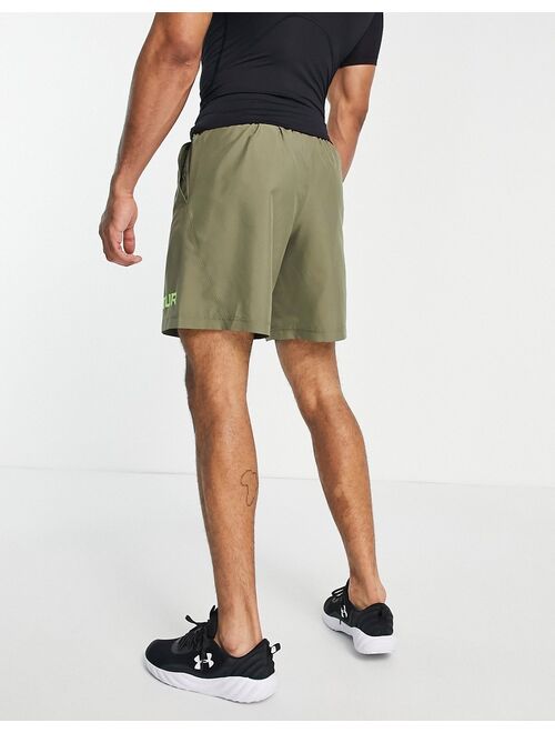 Under Armour Training woven graphic shorts in khaki