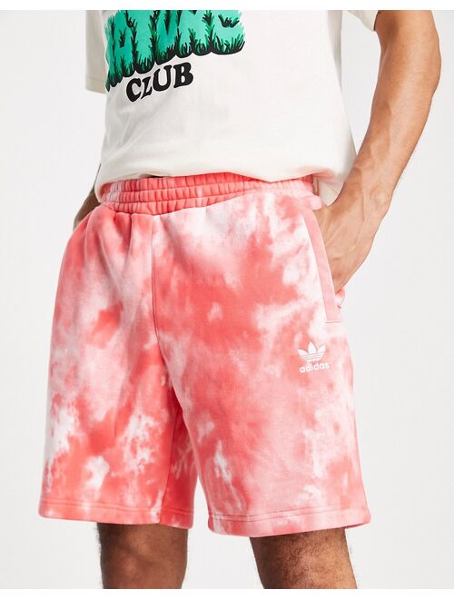 adidas Originals Essentials shorts in red tie dye