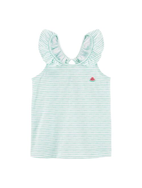 Toddler Girl Carter's Striped Ruffle Neck Tank Top