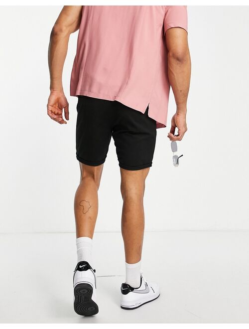 ASOS DESIGN skinny chino shorts in black