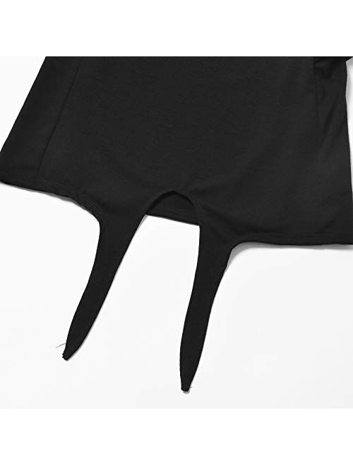 Mirawise Girl's Short Ruffle Sleeve Summer Crop Top Tie Front Knot Tops Tee T Shirt 4-13Y