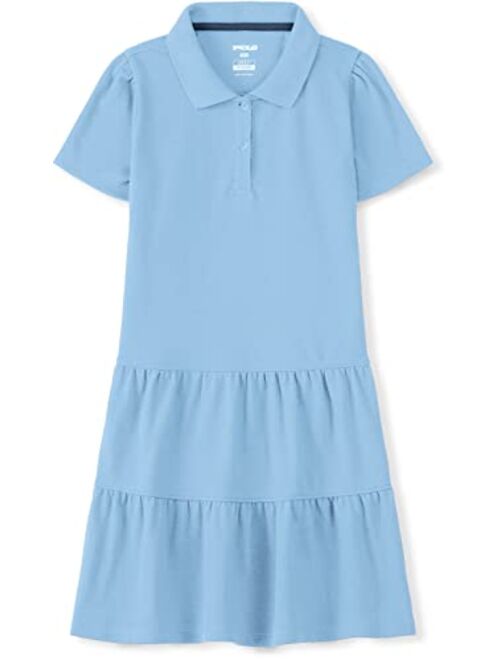 TSLA Girl's Short Sleeve School Uniform Dresses, Ruffle Pique Polo Dress