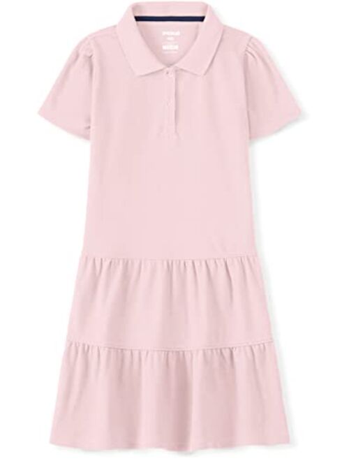 TSLA Girl's Short Sleeve School Uniform Dresses, Ruffle Pique Polo Dress