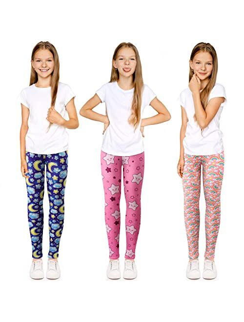 SEETHE BABY Girls Leggings, Cute Printed Stretch Pants, Yoga Pants Girls Clothes Size 4-13 Years