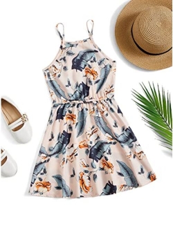 Girl's Boho Floral Print Sleeveless Swing Cami Skater Dress Sundress