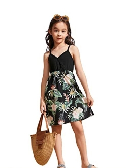 Girl's Boho Floral Print Sleeveless Swing Cami Skater Dress Sundress