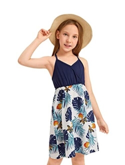 Girl's Boho Floral Print Sleeveless Swing Cami Skater Dress Sundress