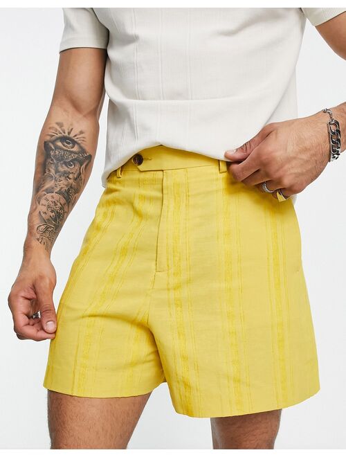 ASOS DESIGN smart bermuda shorts in mustard stripe