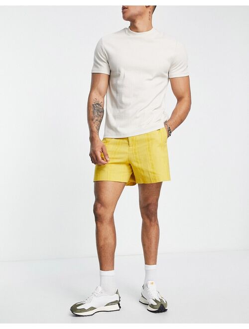 ASOS DESIGN smart bermuda shorts in mustard stripe