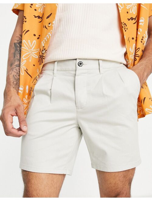 ASOS DESIGN cigarette chino shorts in stone