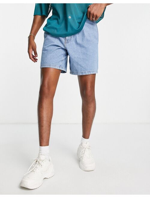 ASOS DESIGN denim short in light wash with elasticated pleat detail