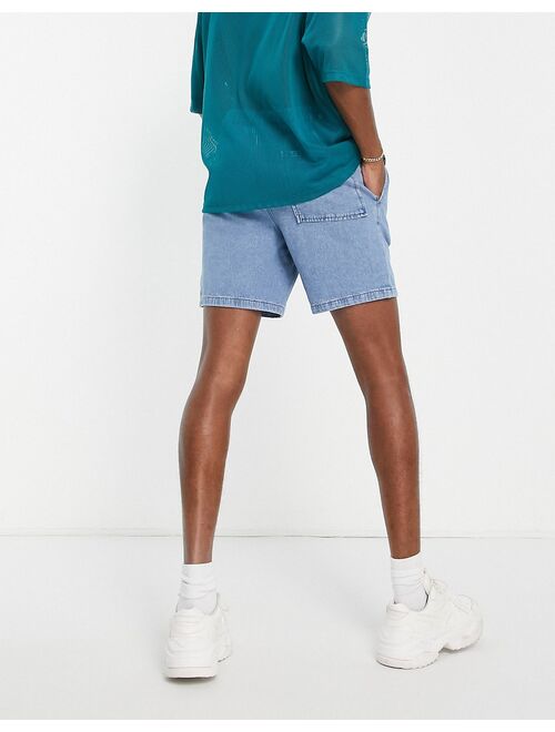 ASOS DESIGN denim short in light wash with elasticated pleat detail