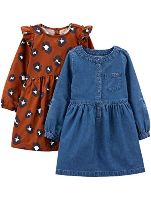 Simple Joys by Carter's Toddlers and Baby Girls' Long-Sleeve Dress Set, Pack of 2