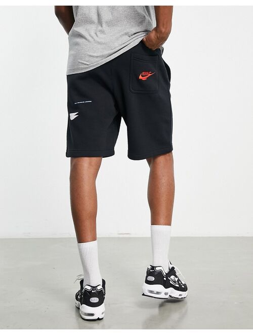 Nike Sport Essentials multi Futura logo fleece shorts in black