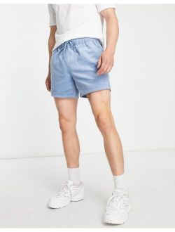 slim shorts with side vents in pastel blue cord