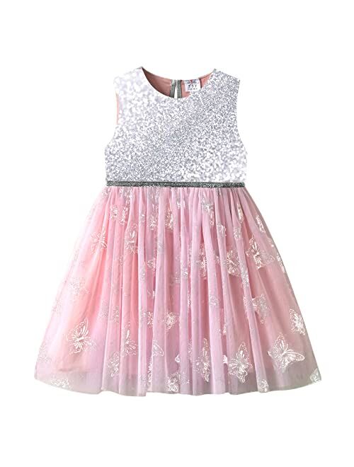 VIKITA Toddler Girls Dresses for Summer Short Sleeve Kid Clothes Party Tutu Dresses for Little Girls,2-8 Years