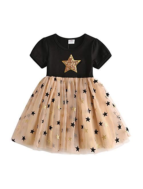 VIKITA Toddler Girls Dresses for Summer Short Sleeve Kid Clothes Party Tutu Dresses for Little Girls,2-8 Years