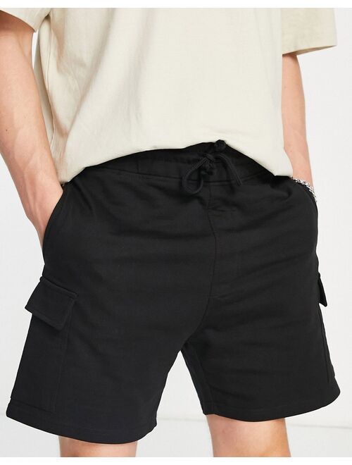 New look cargo jersey shorts in black