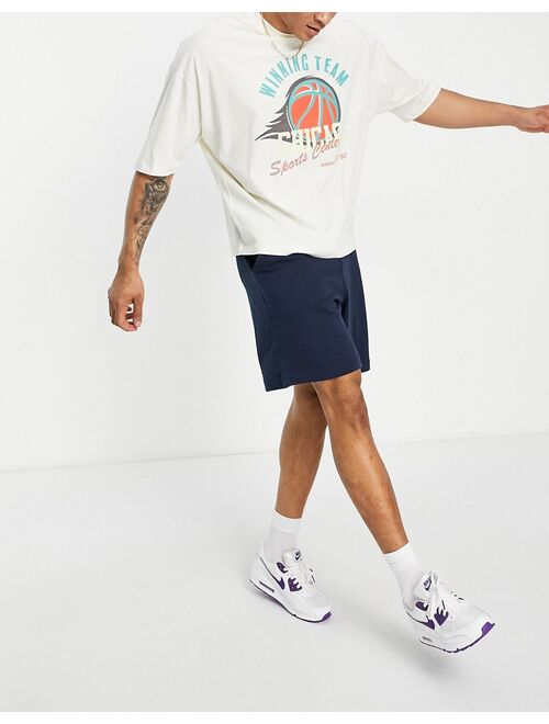 New Look oversized jersey short in navy