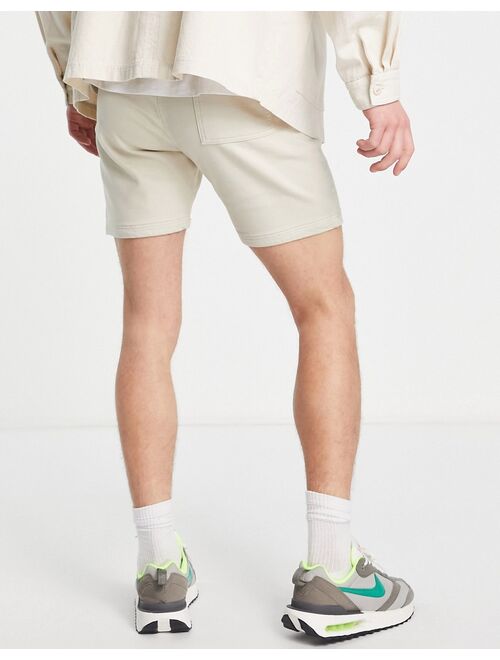 Bershka woven shorts in ecru