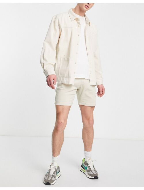 Bershka woven shorts in ecru