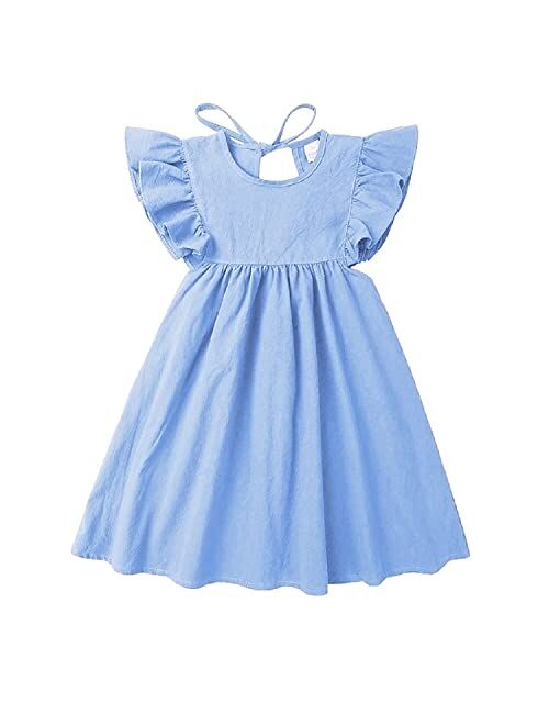 Cm C&M Wodro Toddler Baby Girl Dress Summer Cotton Linen Ruffle Halter Sleeveless Kids Casual Beach Party Dresses 2-7 Years