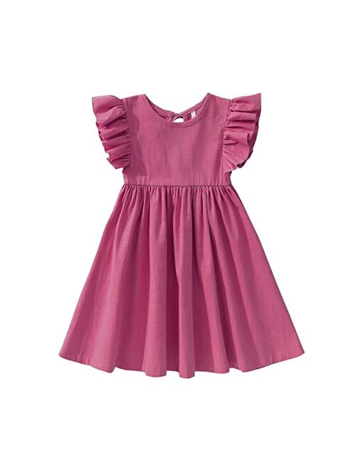 Cm C&M Wodro Toddler Baby Girl Dress Summer Cotton Linen Ruffle Halter Sleeveless Kids Casual Beach Party Dresses 2-7 Years