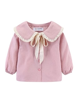 Mud Kingdom Little Girls Long Sleeve Shirt Peter Pan Collar Cute