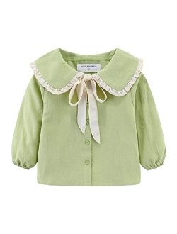 Mud Kingdom Little Girls Long Sleeve Shirt Peter Pan Collar Cute