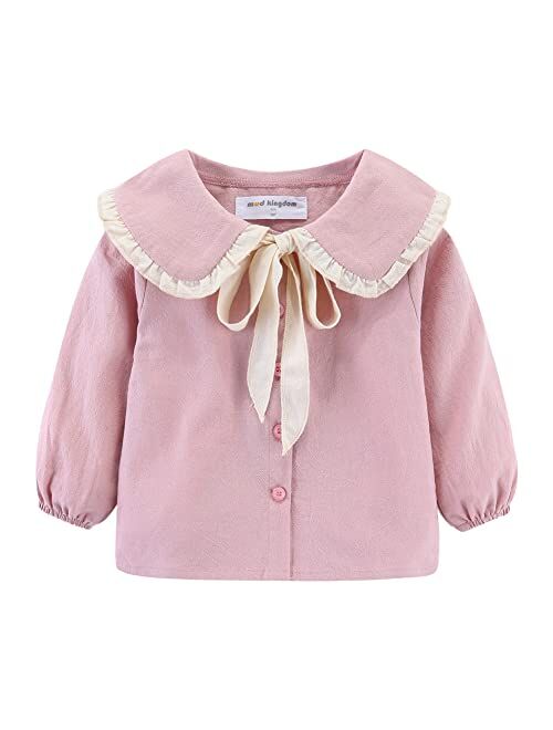 Mud Kingdom Little Girls Long Sleeve Shirt Peter Pan Collar Cute