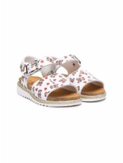 heart bear-print sandals