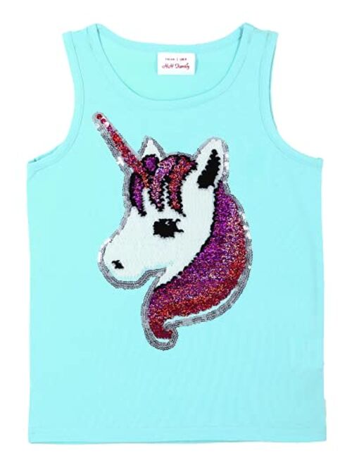 HH Family Girls Tank Tops Cute Flip Sequin Kids Summer Shirts Clothes