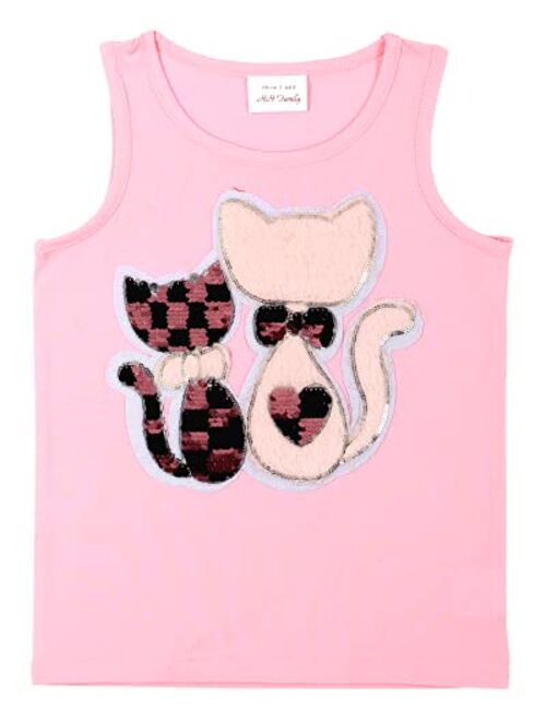 HH Family Girls Tank Tops Cute Flip Sequin Kids Summer Shirts Clothes