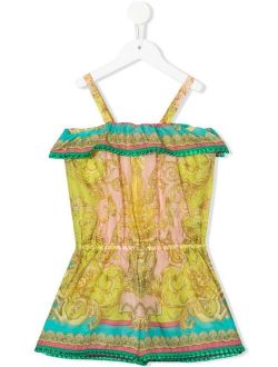 Kids baroque patterned playsuit