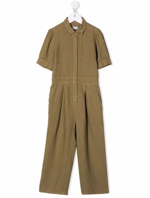 Il Gufo point-collar linen jumpsuit