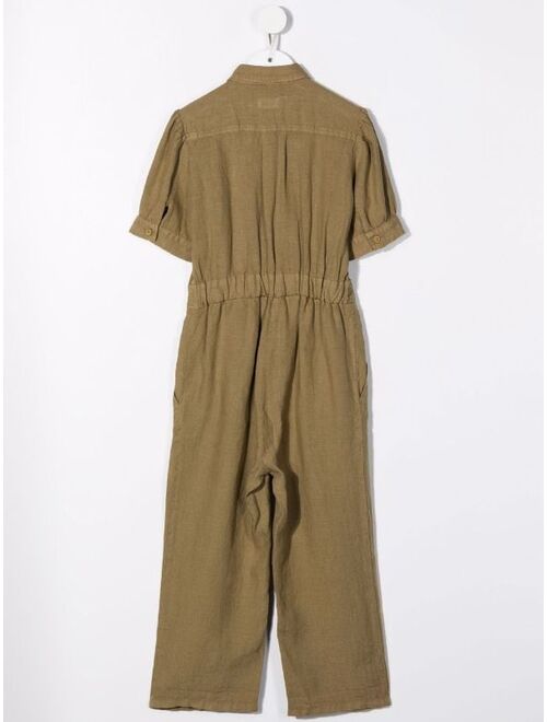 Il Gufo point-collar linen jumpsuit